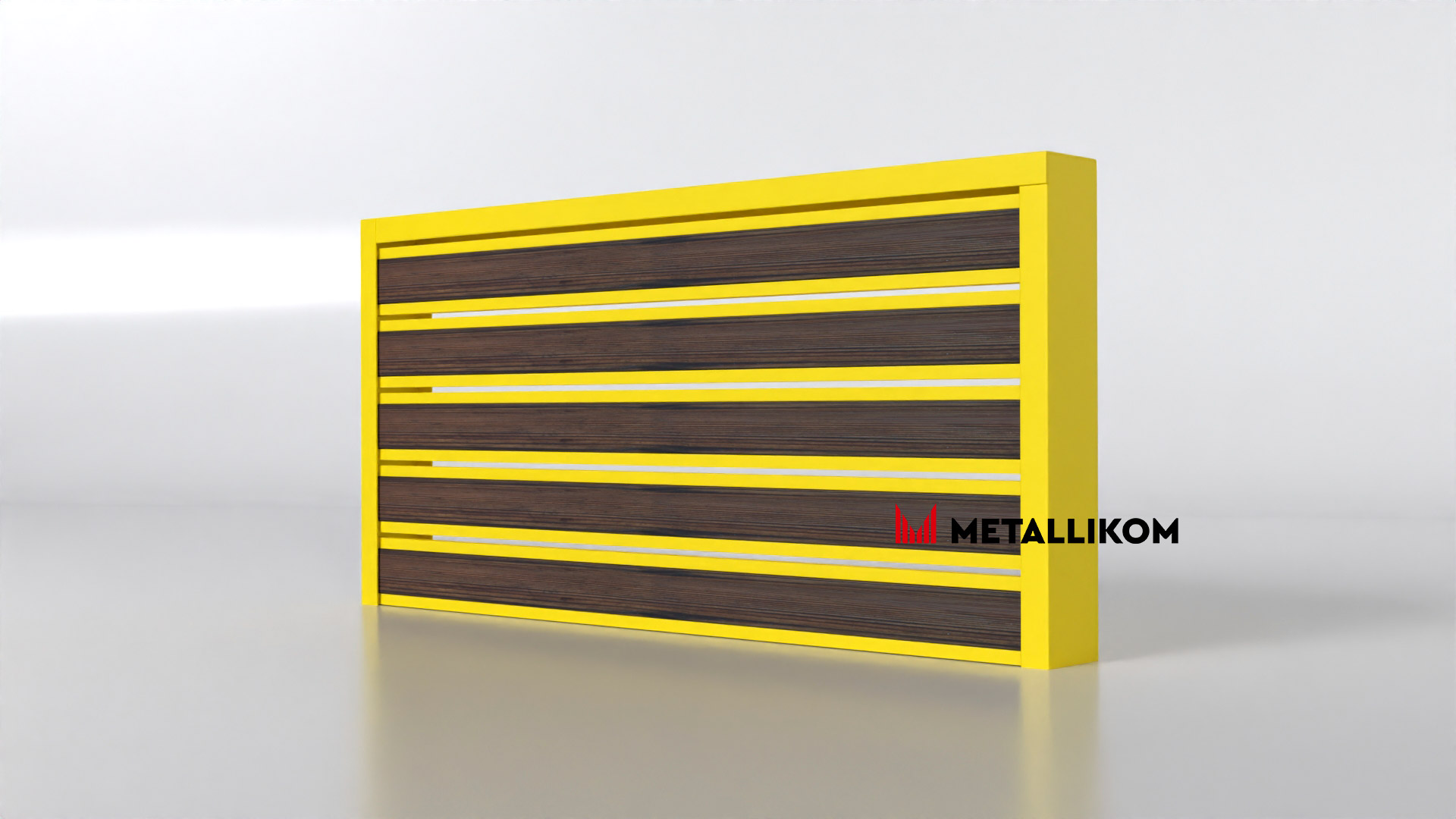 Планкен для забора Printec под дерево 120 mm RAL 1018 – покрытие порошковое, толщина 0,45 мм